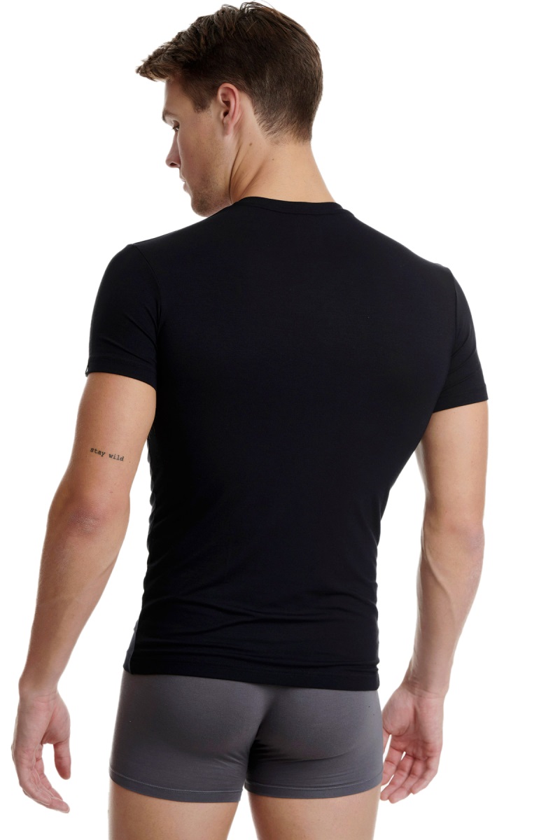 Ανδρική Φανέλα Μπλούζα T-SHIRT BAMBOO Κοντό Μανίκι Λαιμόκοψη V Walk W1991-02 Μαύρο