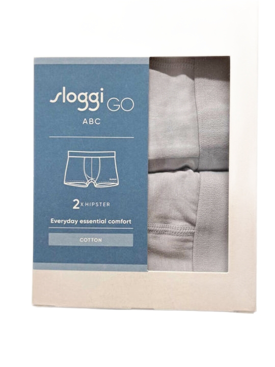 Ανδρικό Εσώρουχο Boxer Μποξεράκι Βαμβακερό 2 PACK Εξωτερικό Λάστιχο SLOGGI MEN GO ABC 2.0 H HIPSTER 2P 10217770-00FU ΓΚΡΙ