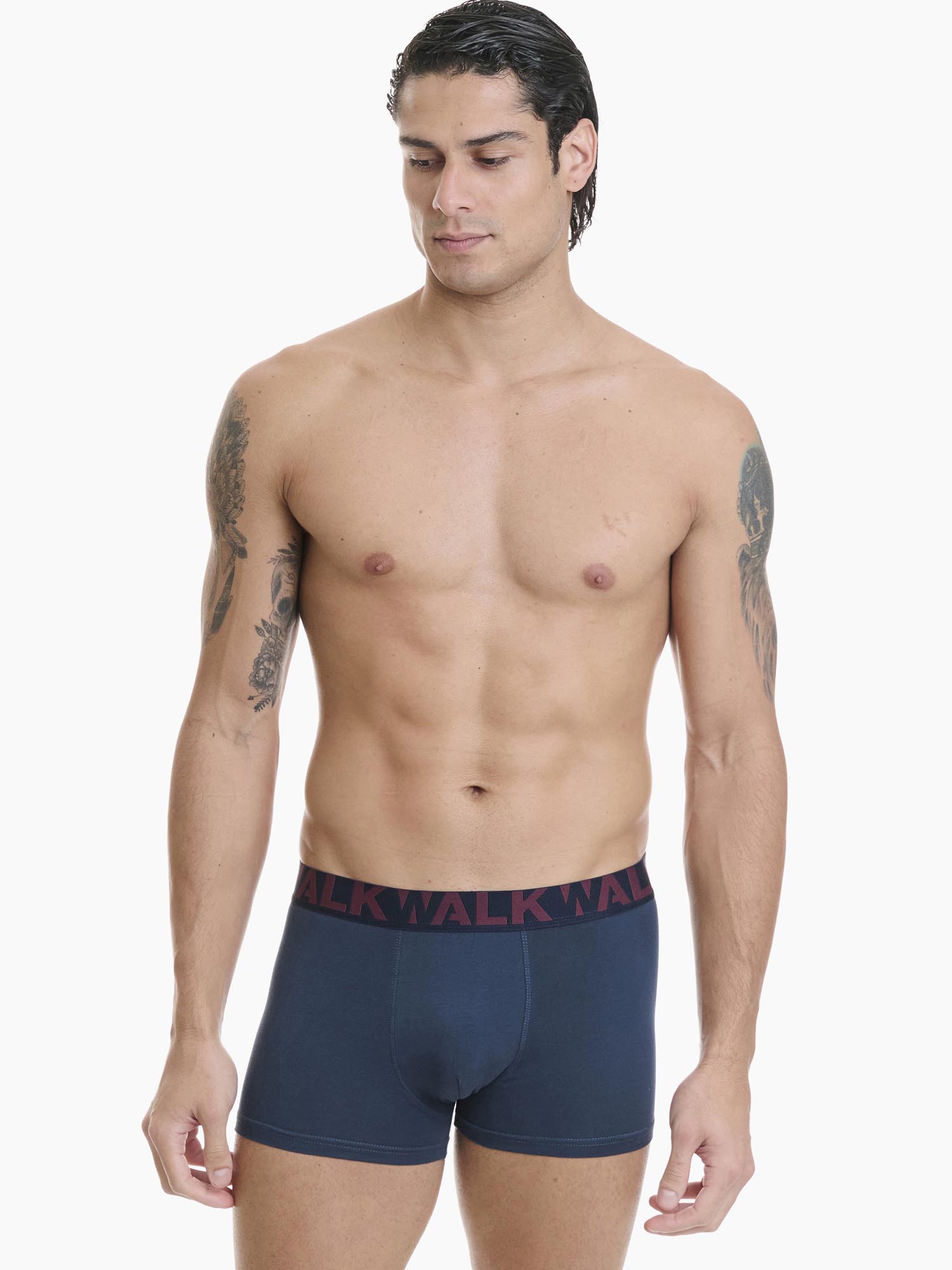 Ανδρικό βαμβακερό εσώρουχο Boxer 2Pack εξωτερικό λάστιχο Walk W1755-1-0327 ΜΠΛΕ-ΓΚΡΕΝΑ