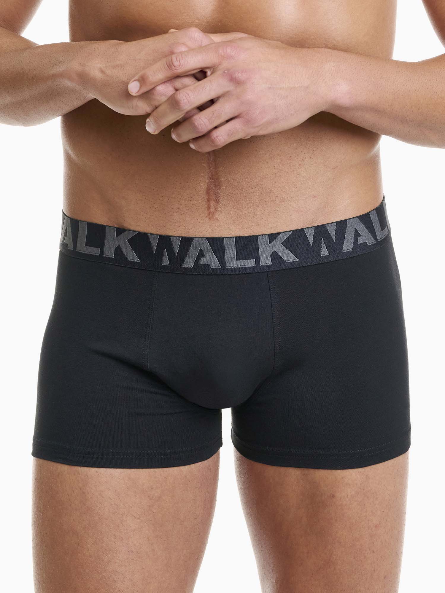 Ανδρικό βαμβακερό εσώρουχο Boxer 2Pack εξωτερικό λάστιχο Walk W1755-1-0202 ΜΑΥΡΟ ΜΠΟΡΝΤΟ-ΜΑΥΡΟ ΡΑΦ