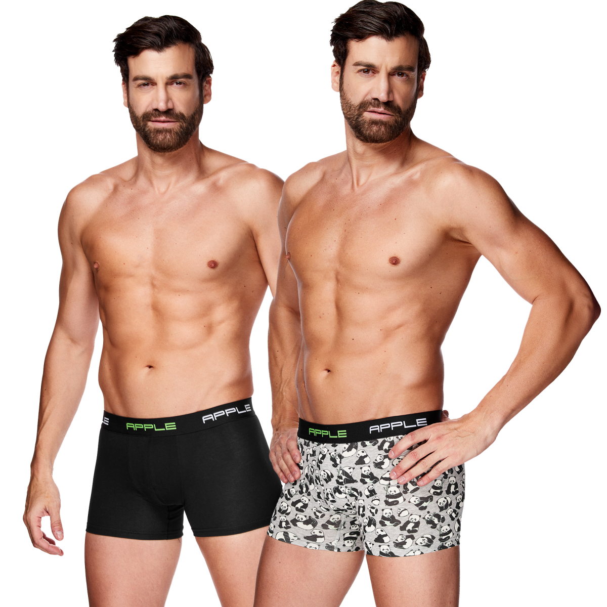 Ανδρικό Εσώρουχό Boxer 2Pack Βαμβακερό Εξωτερικό Λάστιχο APPLE 0112966-224 PANDA