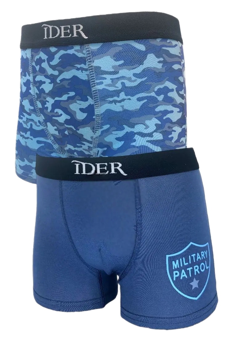 Παιδικό βαμβακερό εσώρουχο μποξεράκι 2Pack IDER 3100-2P2401 DENIM-ΜΙΛΙΤΕΡ-ΜΠΛΕ