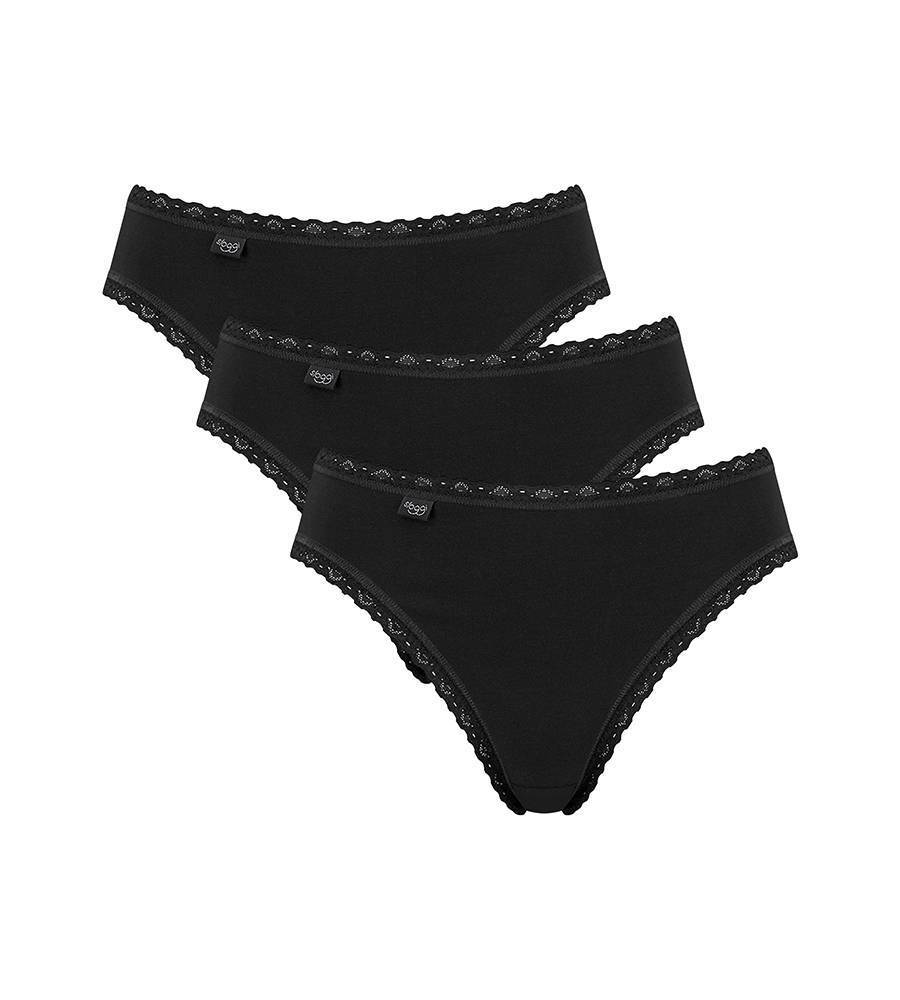 Γυναικείο Εσώρουχο Βαμβακερό Tai 3PACK Sloggi 24/7 Cotton Lace 10167199-0004 ΜΑΥΡΟ