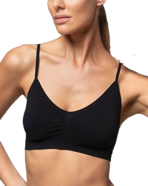 Γυναικείο Μπουστάκι Microfiber Χωρίς Ραφές Διαπνέον pompea 89631552 ΜΑΥΡΟ