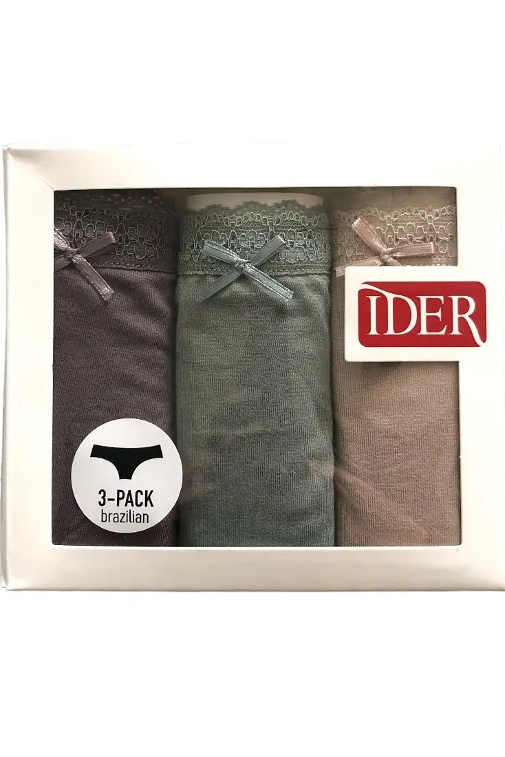 Γυναικείο Σλιπ Brazilian Viscose 3Pack IDER 3081-1-3P ΓΡΑΦΙΤΗΣ-ΜΠΕΖ-ΜΕΝΤΑ