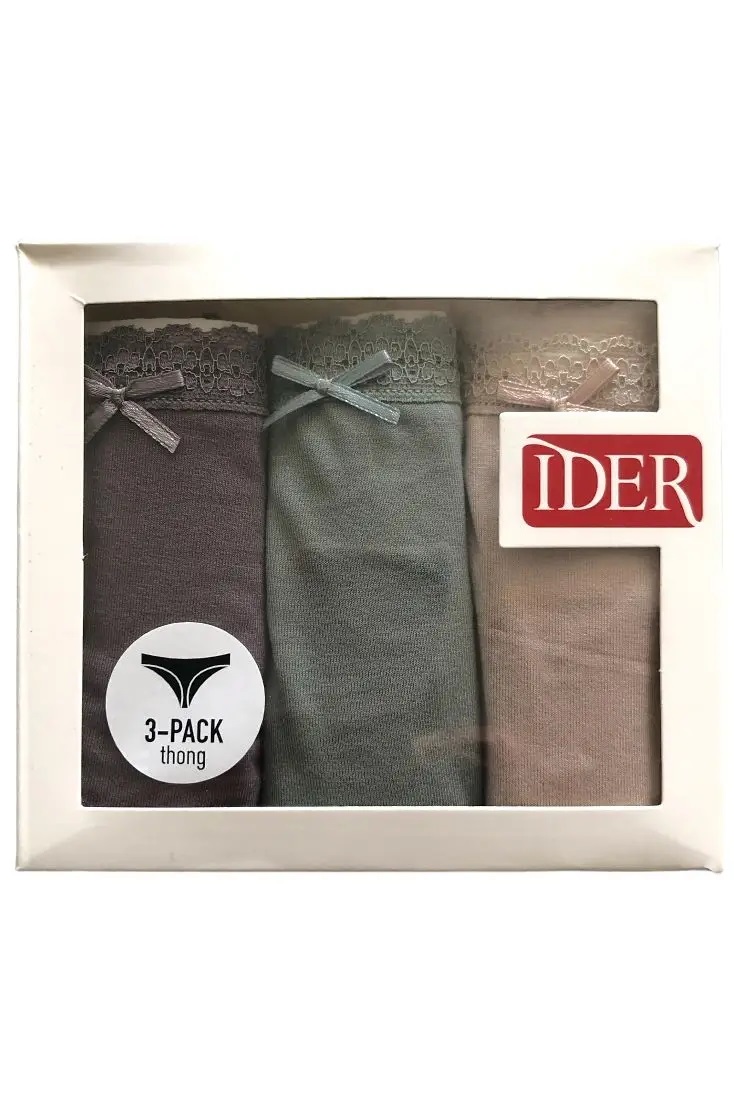 Γυναικείο Σλιπ String Viscose 3Pack IDER 3082-1-3P ΓΡΑΦΙΤΗΣ-ΜΠΕΖ-ΜΕΝΤΑ