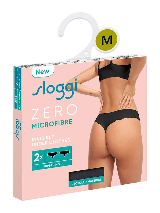 Γυναικείο εσώρουχο Slip laser cut Sloggi Zero Microfibre Hipstring 10214692-0004-04 2PACK ΜΑΥΡΟ