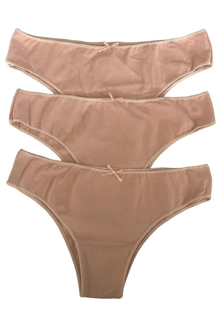 Γυναικείο Σλιπ Βαμβακερό Brazilian Δεν Διαγράφει 3Pack IDER 3084-3P ΜΠΕΖ