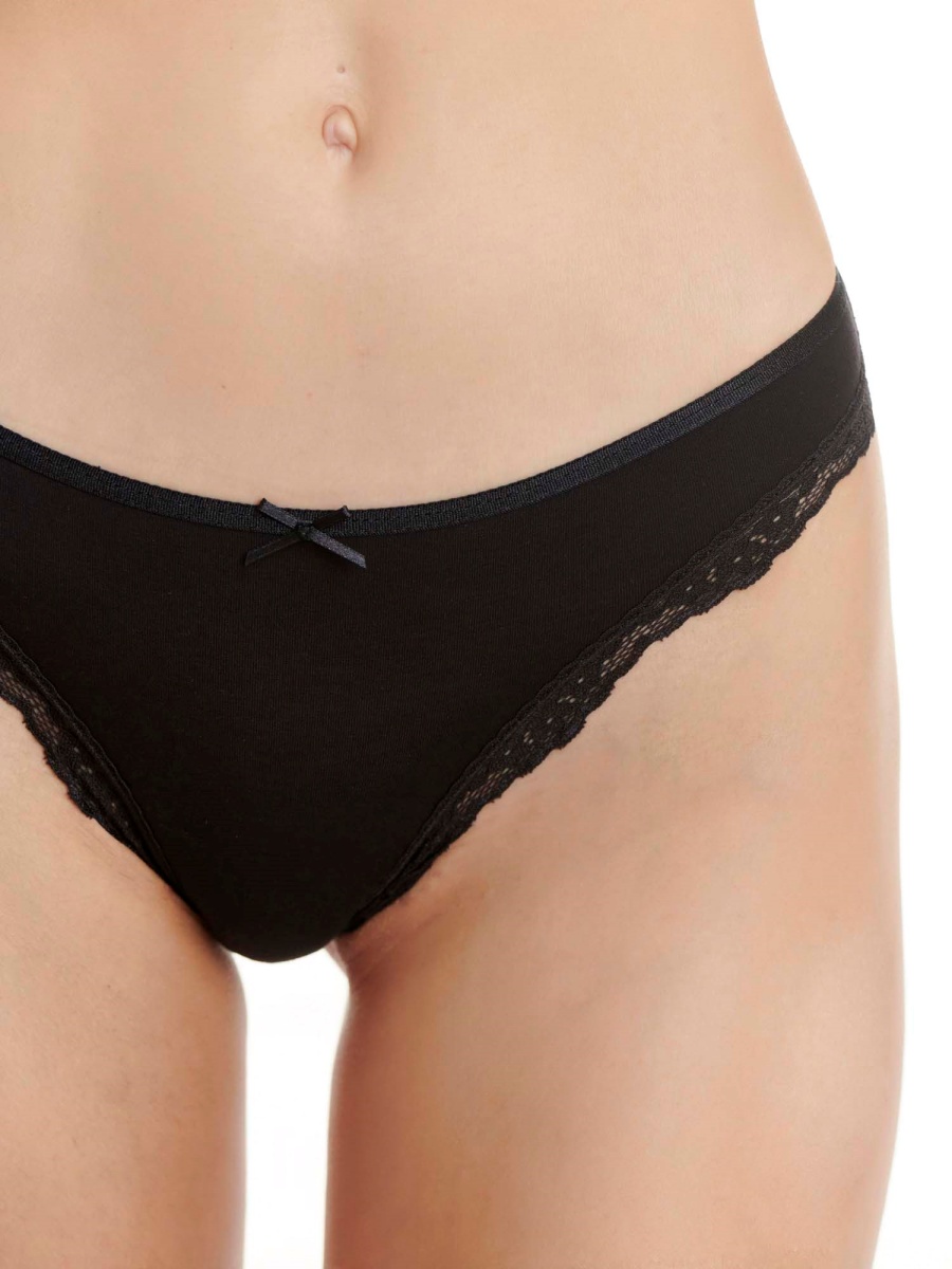 Γυναικείο Εσώρουχο Brazilian Slip Bamboo Δαντέλα 2 Pack WALK W2015-0202 ΜΑΥΡΟ