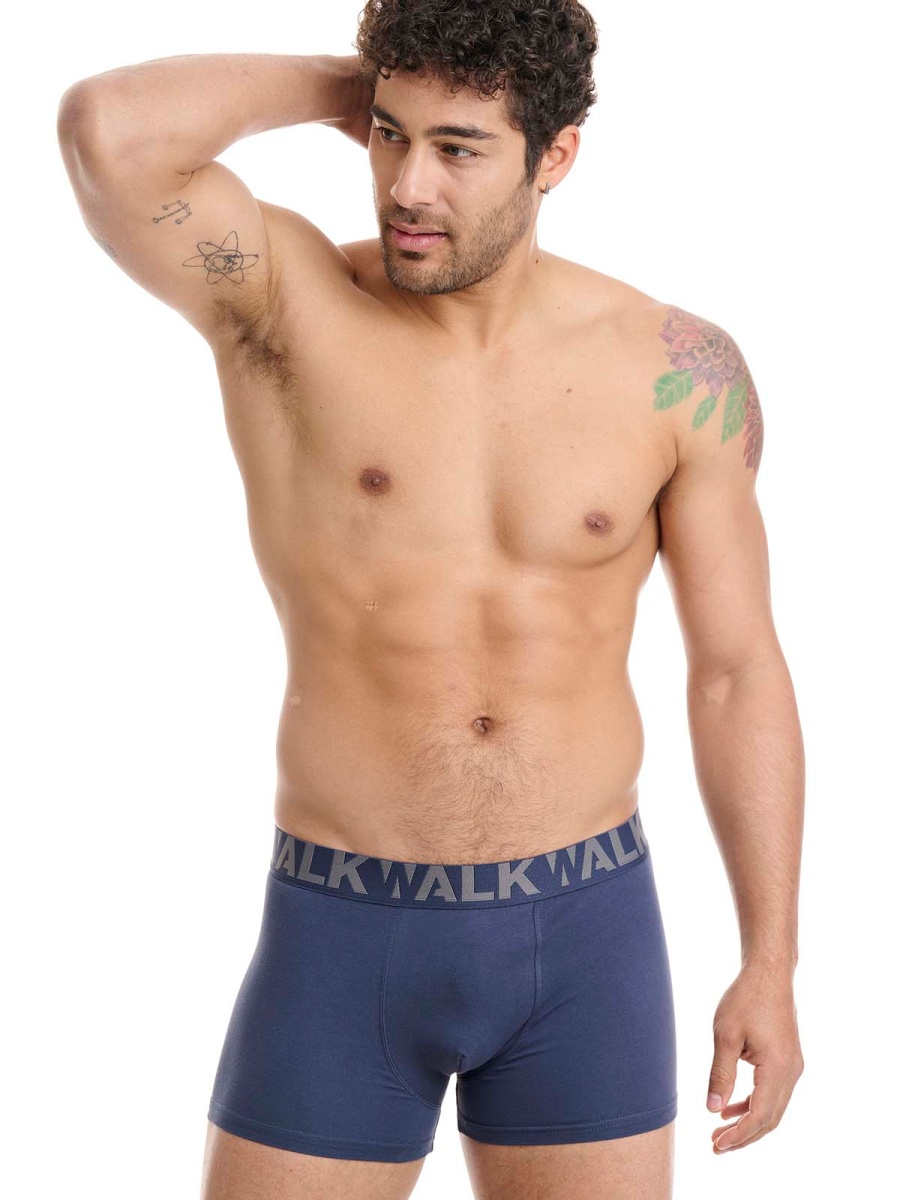 Ανδρικό βαμβακερό εσώρουχο Boxer 2Pack εξωτερικό λάστιχο Walk W1755-0312 ΜΠΛΕ ΓΚΡΙ
