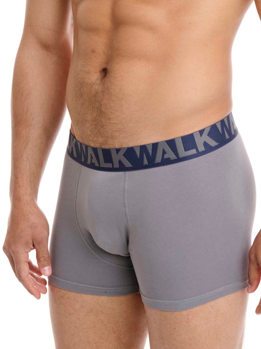 Ανδρικό βαμβακερό εσώρουχο Boxer 2Pack εξωτερικό λάστιχο Walk W1755-0312 ΜΠΛΕ ΓΚΡΙ