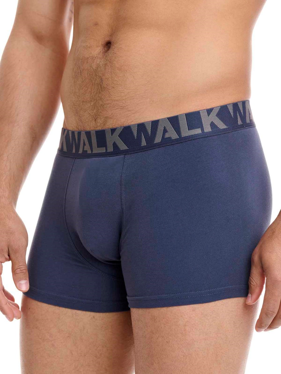 Ανδρικό βαμβακερό εσώρουχο Boxer 2Pack εξωτερικό λάστιχο Walk W1755-0312 ΜΠΛΕ ΓΚΡΙ