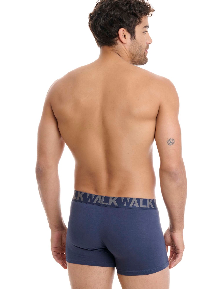 Ανδρικό βαμβακερό εσώρουχο Boxer 2Pack εξωτερικό λάστιχο Walk W1755-0312 ΜΠΛΕ ΓΚΡΙ