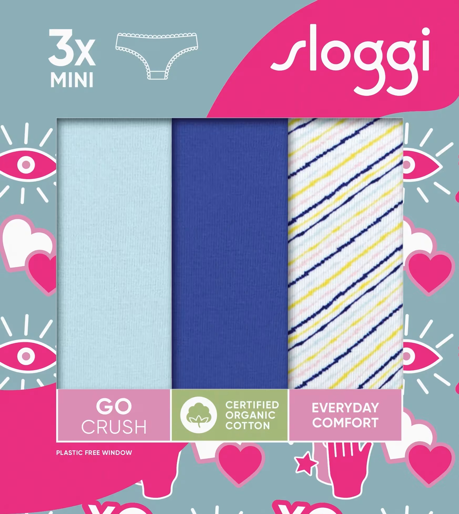 Γυναικείo εσώρουχo 3PACK sloggi GO Crush H Mini C3P 10219682-M007 ΣΙΕΛ ΜΠΛΕ ΕΜΠΡΙΜΕ