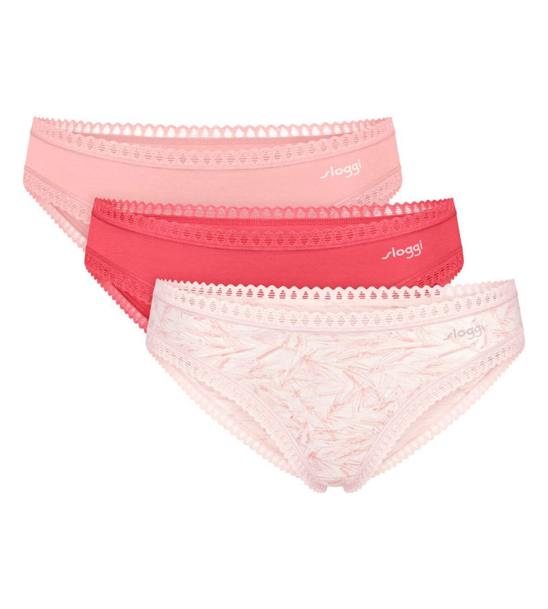 Γυναικείo εσώρουχo 3PACK sloggi GO Crush H Mini C3P 10219682-M005 ΛΕΥΚΟ ΡΟΖ ΚΟΡΑΛΙ