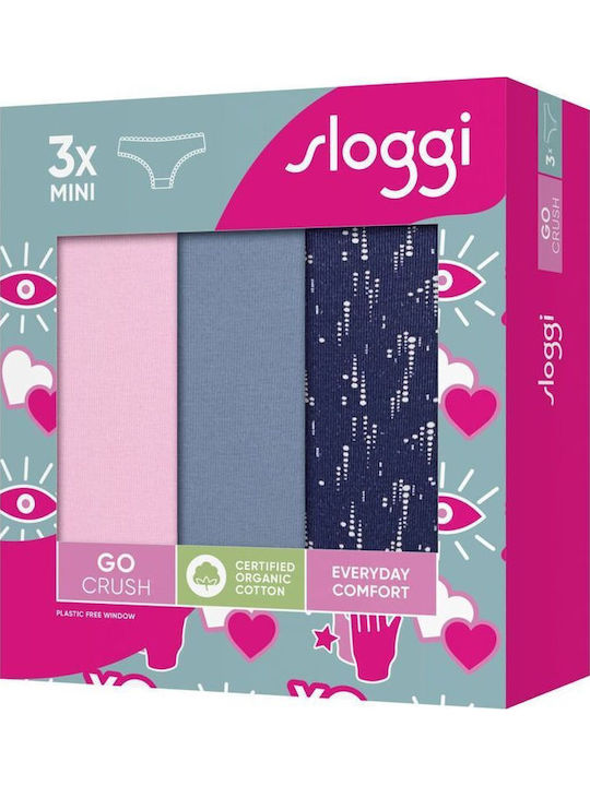 Γυναικείo εσώρουχo 3PACK sloggi GO Crush H Mini C3P 10219682-V004 ΡΟΖ ΡΑΦ ΜΠΛΕ