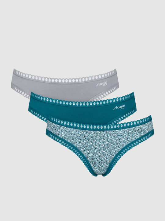 Γυναικείo εσώρουχo 3PACK sloggi GO Crush H Mini C3P 10219682-V022 Πετρόλ, Γκρι, Εμπριμέ