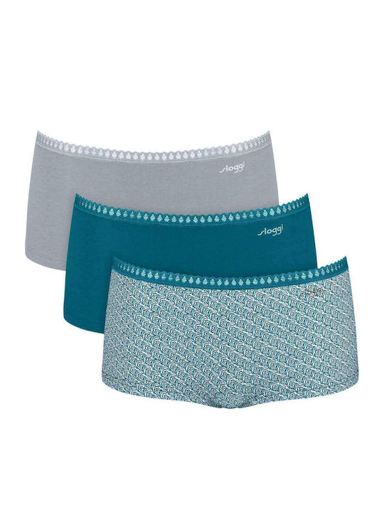 Γυναικείo εσώρουχo 3PACK sloggi GO Crush H Short C3P 10219652-V022 ΠΕΤΡΟΛ ΓΚΡΙ ΕΜΠΡΙΜΕ