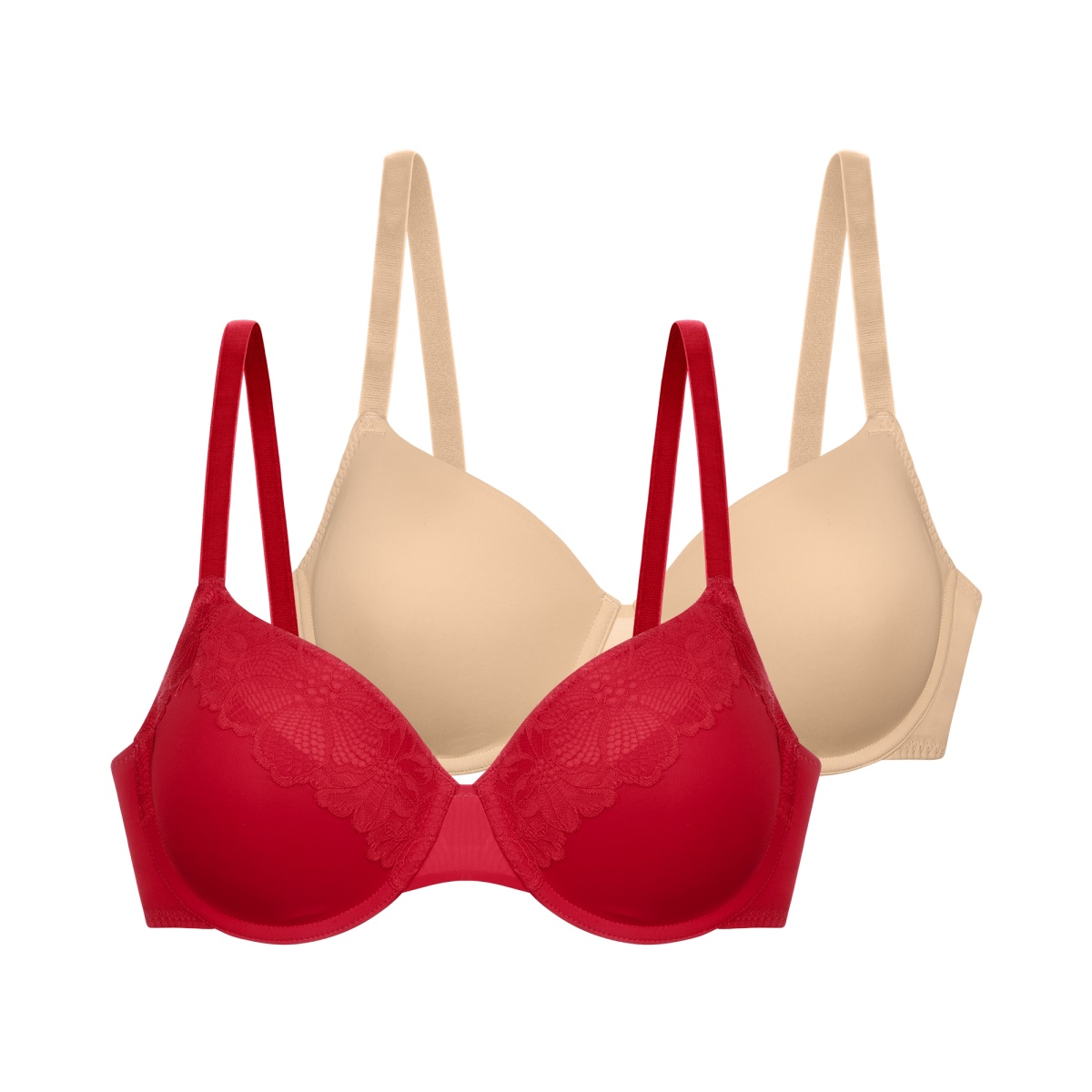 Σουτιέν Ενίσχυση Μπανέλα 2 PACK FLORIE-2PP LIGHT PADDED DEMI 3/4 CUP D Dorina FXTT0041LA088-2X0404 ΚΟΚΚΙΝΟ-ΜΠΕΖ