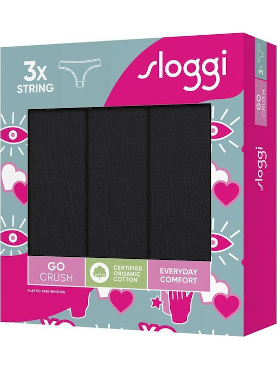 Γυναικείo εσώρουχo 3PACK sloggi GO Crush String C3P 10219704-0004-ΜΑΥΡΟ