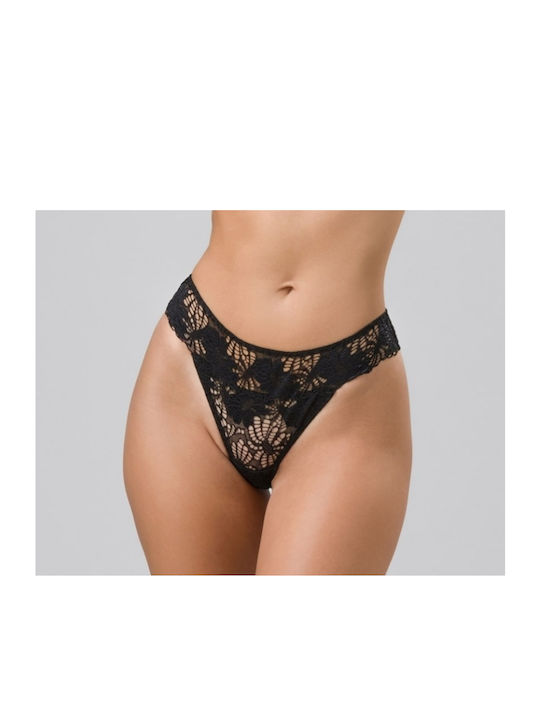 Γυναικείο Εσώρουχο Δαντέλα Slip Brazilian LUNA Amelia 25141-02 ΜΑΥΡΟ