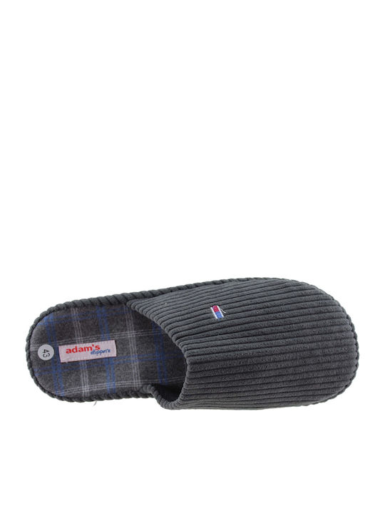 Ανδρική Χειμερινή παντόφλα Κοτλέ 41-46  ADAM'S 895-24507 ΓΚΡΙ